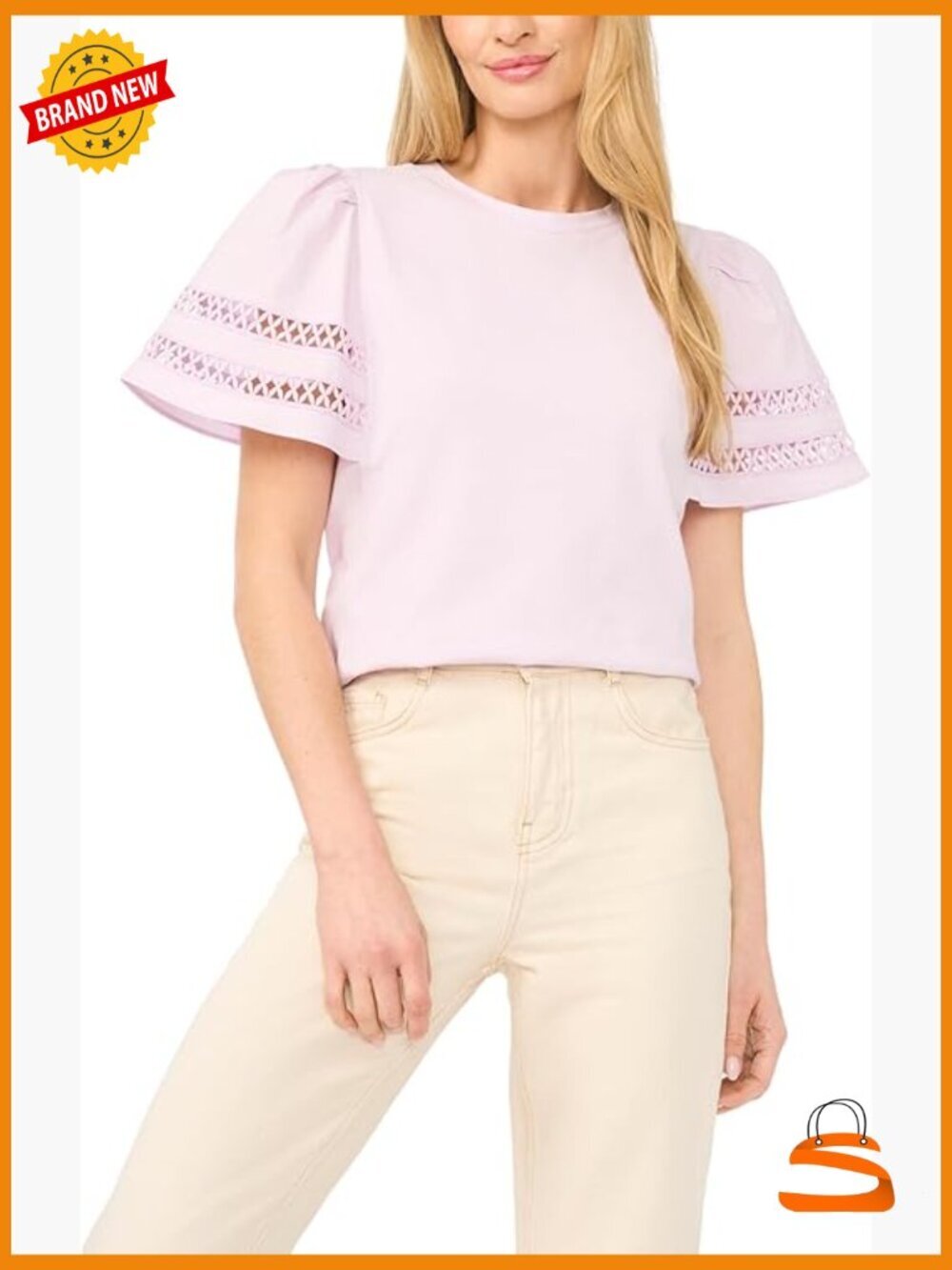 Short Sleeve Cotton Trim Tee with Contrasting Sleeves